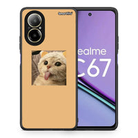 Thumbnail for Θήκη Realme C67 4G Cat Tongue από τη Smartfits με σχέδιο στο πίσω μέρος και μαύρο περίβλημα | Realme C67 4G Cat Tongue case with colorful back and black bezels