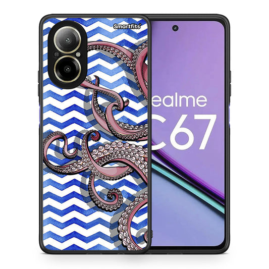 Θήκη Realme C67 4G Chevron Devilfish από τη Smartfits με σχέδιο στο πίσω μέρος και μαύρο περίβλημα | Realme C67 4G Chevron Devilfish case with colorful back and black bezels