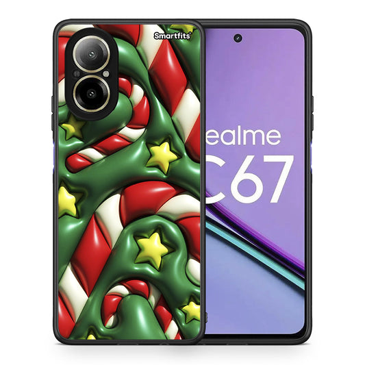 Θήκη Realme C67 4G Christmas Bubbles από τη Smartfits με σχέδιο στο πίσω μέρος και μαύρο περίβλημα | Realme C67 4G Christmas Bubbles case with colorful back and black bezels