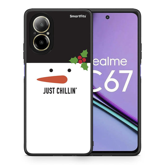 Θήκη Realme C67 4G Christmas Chillin από τη Smartfits με σχέδιο στο πίσω μέρος και μαύρο περίβλημα | Realme C67 4G Christmas Chillin case with colorful back and black bezels