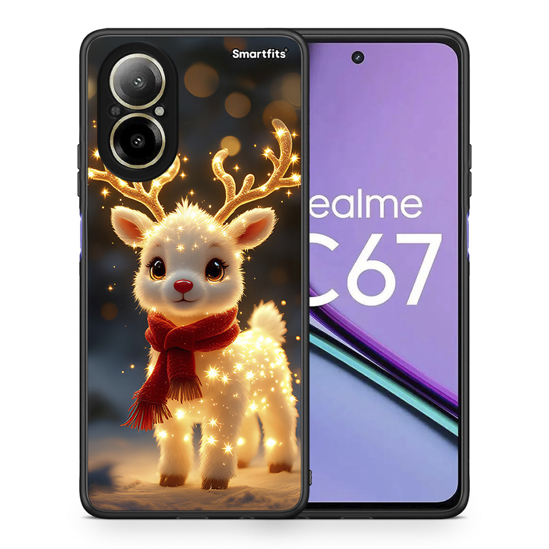 Θήκη Realme C67 4G Christmas Cutie από τη Smartfits με σχέδιο στο πίσω μέρος και μαύρο περίβλημα | Realme C67 4G Christmas Cutie case with colorful back and black bezels
