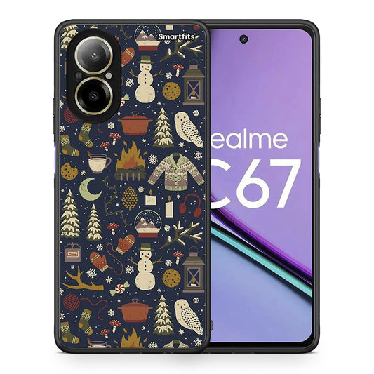 Θήκη Realme C67 4G Christmas Elements από τη Smartfits με σχέδιο στο πίσω μέρος και μαύρο περίβλημα | Realme C67 4G Christmas Elements case with colorful back and black bezels