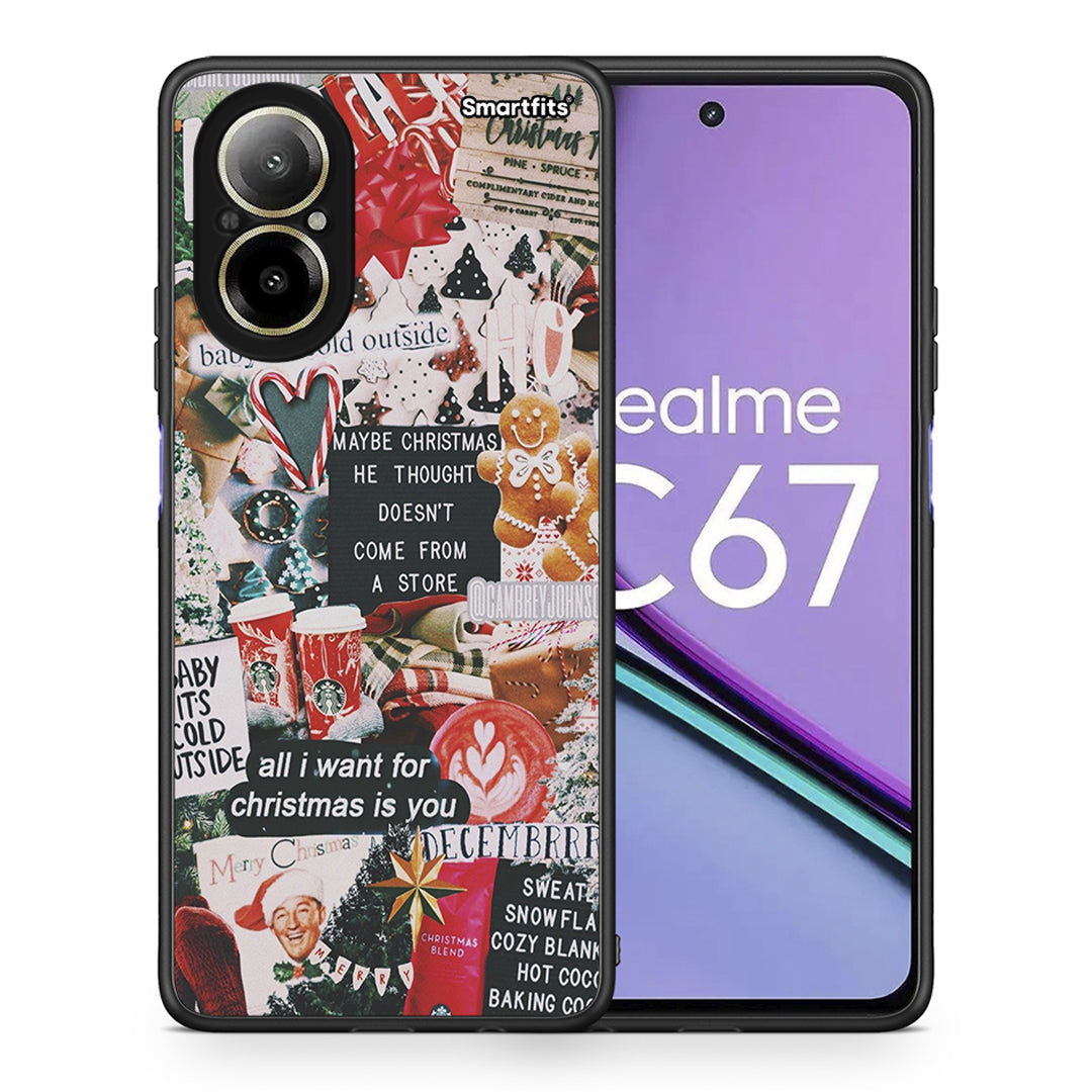 Θήκη Realme C67 4G Christmas Happiness από τη Smartfits με σχέδιο στο πίσω μέρος και μαύρο περίβλημα | Realme C67 4G Christmas Happiness case with colorful back and black bezels