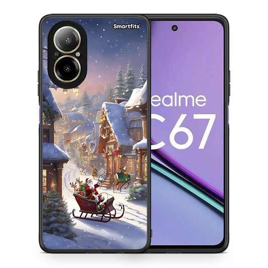 Θήκη Realme C67 4G Christmas Snow από τη Smartfits με σχέδιο στο πίσω μέρος και μαύρο περίβλημα | Realme C67 4G Christmas Snow case with colorful back and black bezels