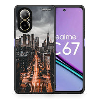 Thumbnail for Θήκη Realme C67 4G City Lights από τη Smartfits με σχέδιο στο πίσω μέρος και μαύρο περίβλημα | Realme C67 4G City Lights case with colorful back and black bezels