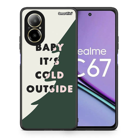 Θήκη Realme C67 4G Cold Outside από τη Smartfits με σχέδιο στο πίσω μέρος και μαύρο περίβλημα | Realme C67 4G Cold Outside case with colorful back and black bezels