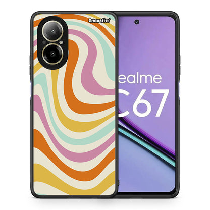 Θήκη Realme C67 4G Colourful Waves από τη Smartfits με σχέδιο στο πίσω μέρος και μαύρο περίβλημα | Realme C67 4G Colourful Waves case with colorful back and black bezels