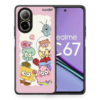 Thumbnail for Θήκη Realme C67 4G Cute Companion από τη Smartfits με σχέδιο στο πίσω μέρος και μαύρο περίβλημα | Realme C67 4G Cute Companion case with colorful back and black bezels