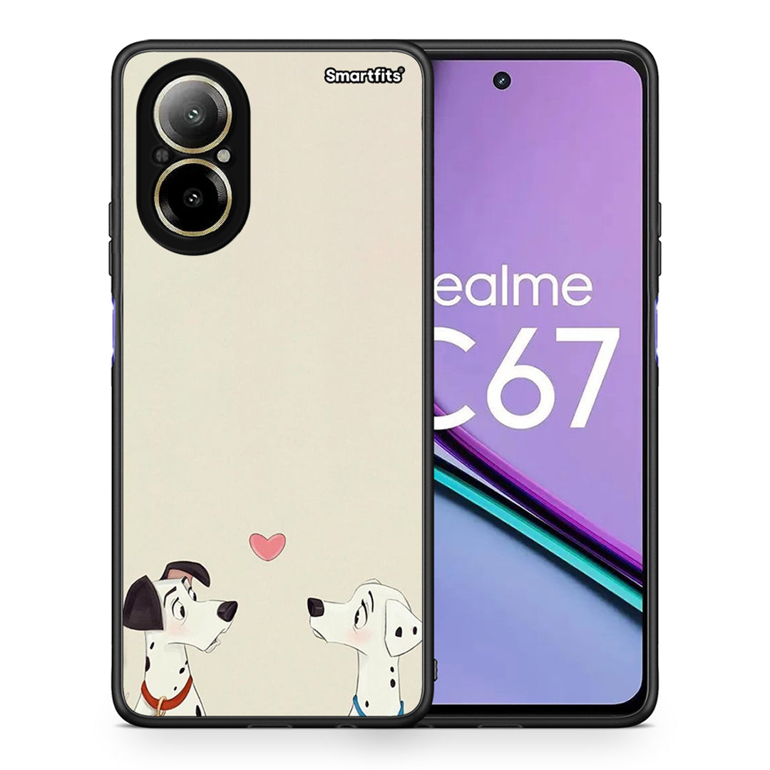 Θήκη Realme C67 4G Dalmatians Love από τη Smartfits με σχέδιο στο πίσω μέρος και μαύρο περίβλημα | Realme C67 4G Dalmatians Love case with colorful back and black bezels