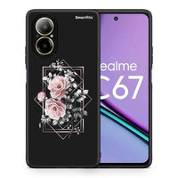 Thumbnail for Θήκη Realme C67 4G Frame Flower από τη Smartfits με σχέδιο στο πίσω μέρος και μαύρο περίβλημα | Realme C67 4G Frame Flower case with colorful back and black bezels