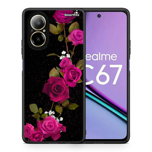 Θήκη Realme C67 4G Red Roses Flower από τη Smartfits με σχέδιο στο πίσω μέρος και μαύρο περίβλημα | Realme C67 4G Red Roses Flower case with colorful back and black bezels