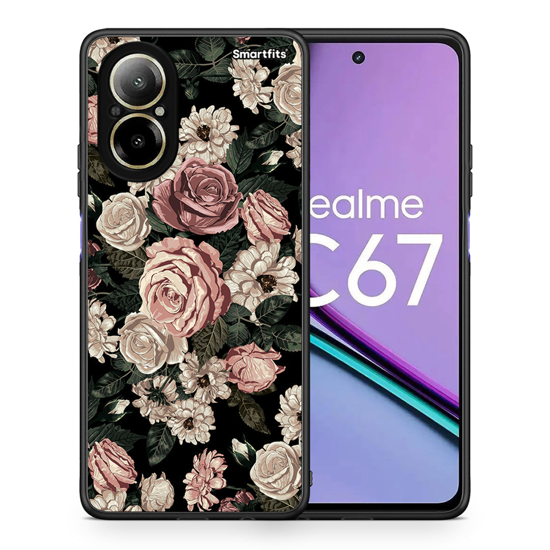 Θήκη Realme C67 4G Wild Roses Flower από τη Smartfits με σχέδιο στο πίσω μέρος και μαύρο περίβλημα | Realme C67 4G Wild Roses Flower case with colorful back and black bezels