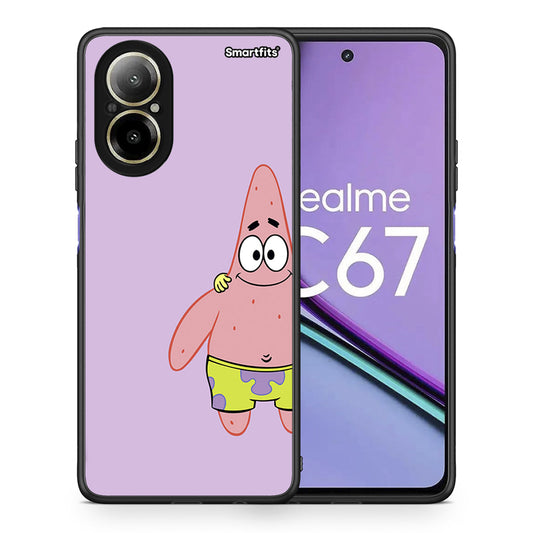 Θήκη Realme C67 4G Friends Patrick από τη Smartfits με σχέδιο στο πίσω μέρος και μαύρο περίβλημα | Realme C67 4G Friends Patrick case with colorful back and black bezels