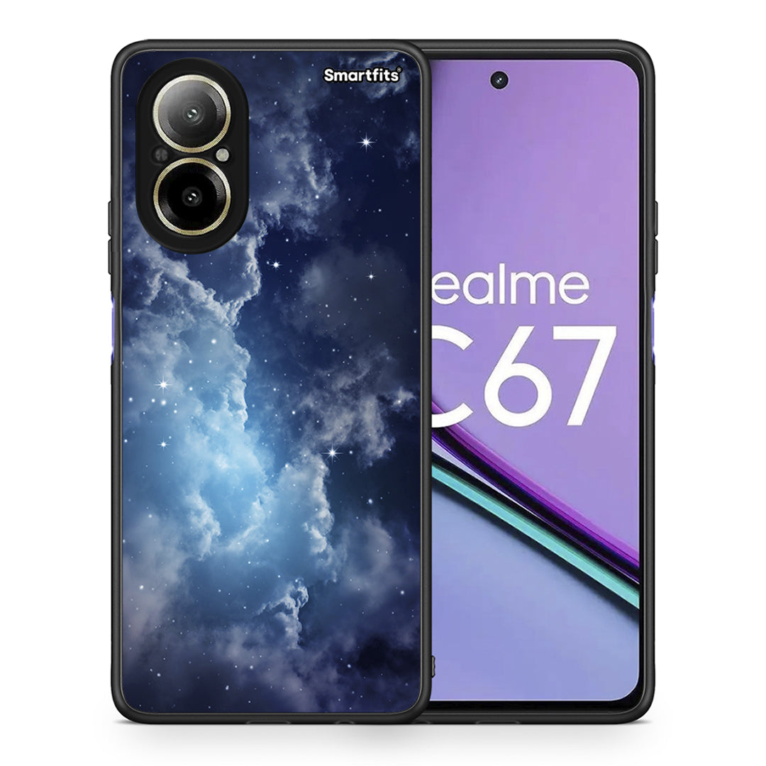 Θήκη Realme C67 4G Blue Sky Galaxy από τη Smartfits με σχέδιο στο πίσω μέρος και μαύρο περίβλημα | Realme C67 4G Blue Sky Galaxy case with colorful back and black bezels