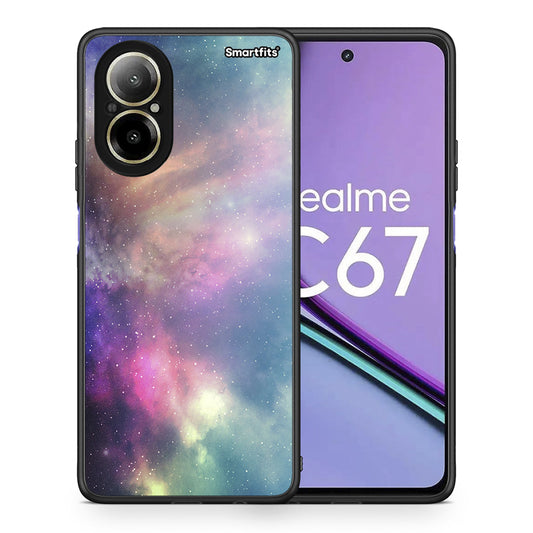 Θήκη Realme C67 4G Rainbow Galaxy από τη Smartfits με σχέδιο στο πίσω μέρος και μαύρο περίβλημα | Realme C67 4G Rainbow Galaxy case with colorful back and black bezels