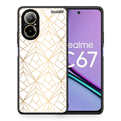 Θήκη Realme C67 4G Luxury White Geometric από τη Smartfits με σχέδιο στο πίσω μέρος και μαύρο περίβλημα | Realme C67 4G Luxury White Geometric case with colorful back and black bezels