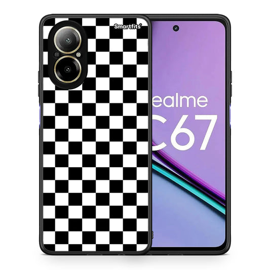Θήκη Realme C67 4G Squares Geometric από τη Smartfits με σχέδιο στο πίσω μέρος και μαύρο περίβλημα | Realme C67 4G Squares Geometric case with colorful back and black bezels