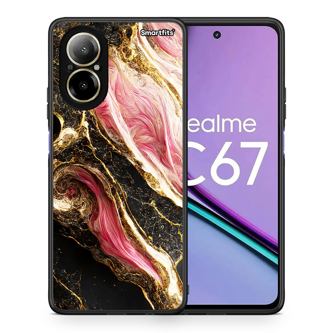 Θήκη Realme C67 4G Glamorous Pink Marble από τη Smartfits με σχέδιο στο πίσω μέρος και μαύρο περίβλημα | Realme C67 4G Glamorous Pink Marble case with colorful back and black bezels