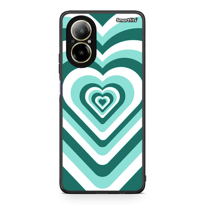 Realme C67 4G Green Hearts θήκη από τη Smartfits με σχέδιο στο πίσω μέρος και μαύρο περίβλημα | Smartphone case with colorful back and black bezels by Smartfits