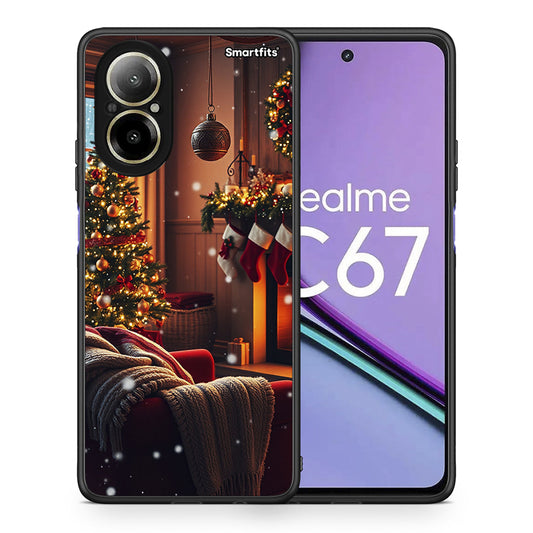 Θήκη Realme C67 4G Home For Christmas από τη Smartfits με σχέδιο στο πίσω μέρος και μαύρο περίβλημα | Realme C67 4G Home For Christmas case with colorful back and black bezels