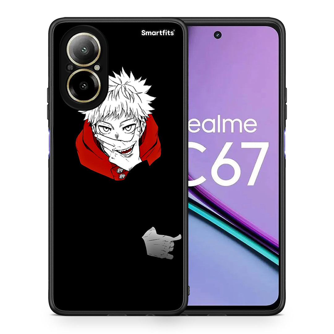 Θήκη Realme C67 4G Itadori Anime από τη Smartfits με σχέδιο στο πίσω μέρος και μαύρο περίβλημα | Realme C67 4G Itadori Anime case with colorful back and black bezels