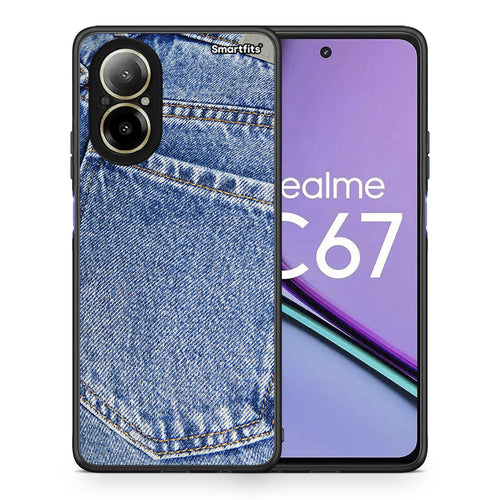Θήκη Realme C67 4G Jeans Pocket από τη Smartfits με σχέδιο στο πίσω μέρος και μαύρο περίβλημα | Realme C67 4G Jeans Pocket case with colorful back and black bezels