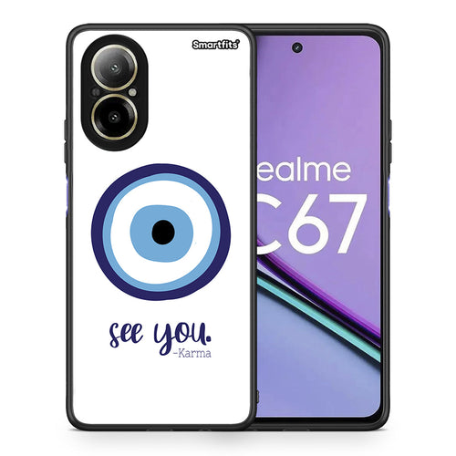 Θήκη Realme C67 4G Karma Says από τη Smartfits με σχέδιο στο πίσω μέρος και μαύρο περίβλημα | Realme C67 4G Karma Says case with colorful back and black bezels
