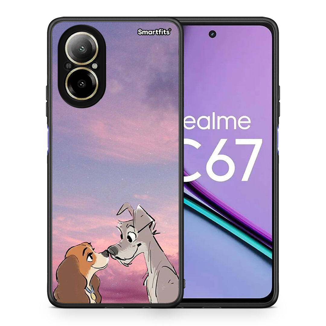 Θήκη Realme C67 4G Lady And Tramp από τη Smartfits με σχέδιο στο πίσω μέρος και μαύρο περίβλημα | Realme C67 4G Lady And Tramp case with colorful back and black bezels