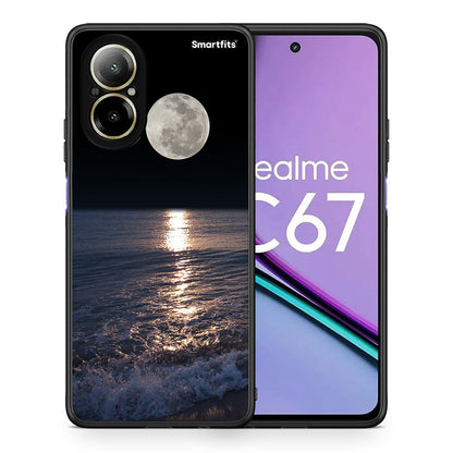Θήκη Realme C67 4G Moon Landscape από τη Smartfits με σχέδιο στο πίσω μέρος και μαύρο περίβλημα | Realme C67 4G Moon Landscape case with colorful back and black bezels