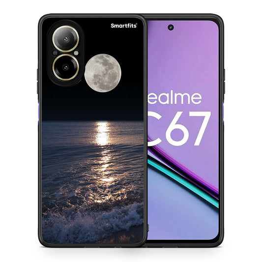 Θήκη Realme C67 4G Moon Landscape από τη Smartfits με σχέδιο στο πίσω μέρος και μαύρο περίβλημα | Realme C67 4G Moon Landscape case with colorful back and black bezels