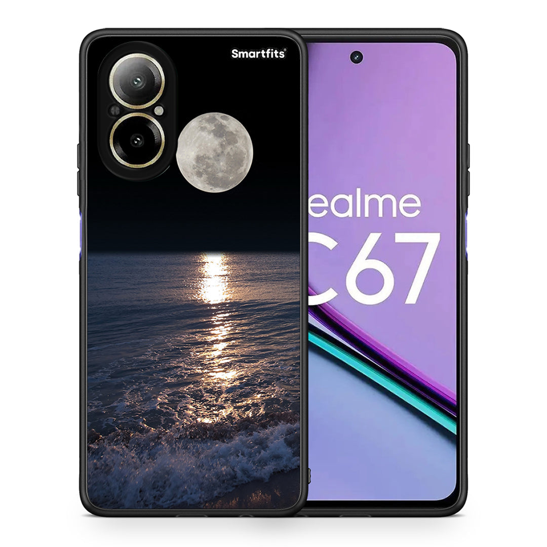 Θήκη Realme C67 4G Moon Landscape από τη Smartfits με σχέδιο στο πίσω μέρος και μαύρο περίβλημα | Realme C67 4G Moon Landscape case with colorful back and black bezels