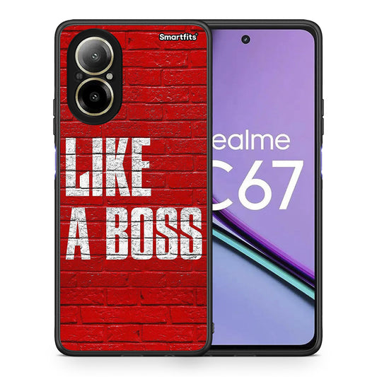 Θήκη Realme C67 4G Like A Boss από τη Smartfits με σχέδιο στο πίσω μέρος και μαύρο περίβλημα | Realme C67 4G Like A Boss case with colorful back and black bezels