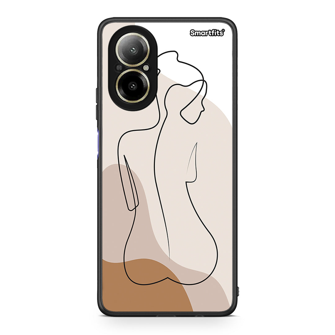 Realme C67 4G LineArt Woman θήκη από τη Smartfits με σχέδιο στο πίσω μέρος και μαύρο περίβλημα | Smartphone case with colorful back and black bezels by Smartfits