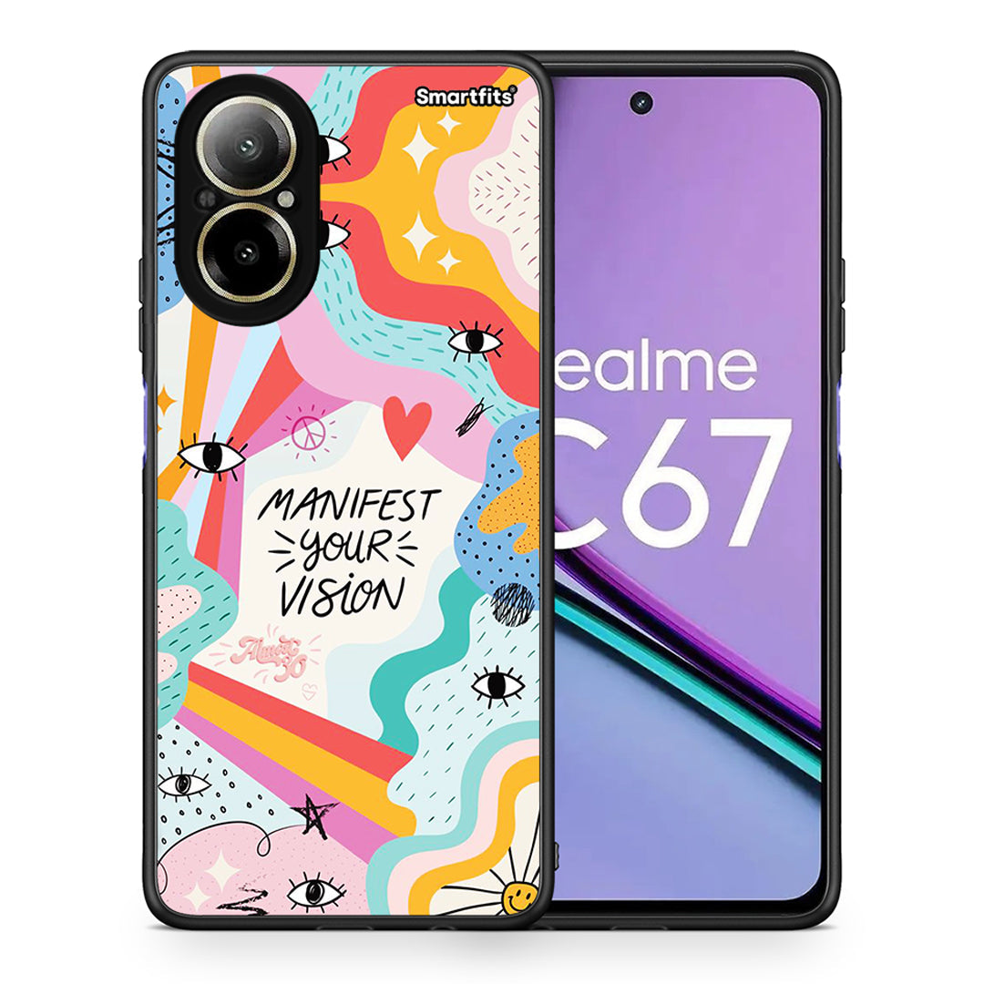 Θήκη Realme C67 4G Manifest Your Vision από τη Smartfits με σχέδιο στο πίσω μέρος και μαύρο περίβλημα | Realme C67 4G Manifest Your Vision case with colorful back and black bezels