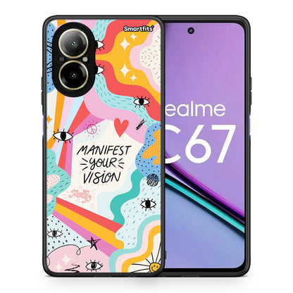 Θήκη Realme C67 4G Manifest Your Vision από τη Smartfits με σχέδιο στο πίσω μέρος και μαύρο περίβλημα | Realme C67 4G Manifest Your Vision case with colorful back and black bezels