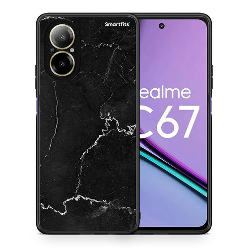 Θήκη Realme C67 4G Marble Black από τη Smartfits με σχέδιο στο πίσω μέρος και μαύρο περίβλημα | Realme C67 4G Marble Black case with colorful back and black bezels