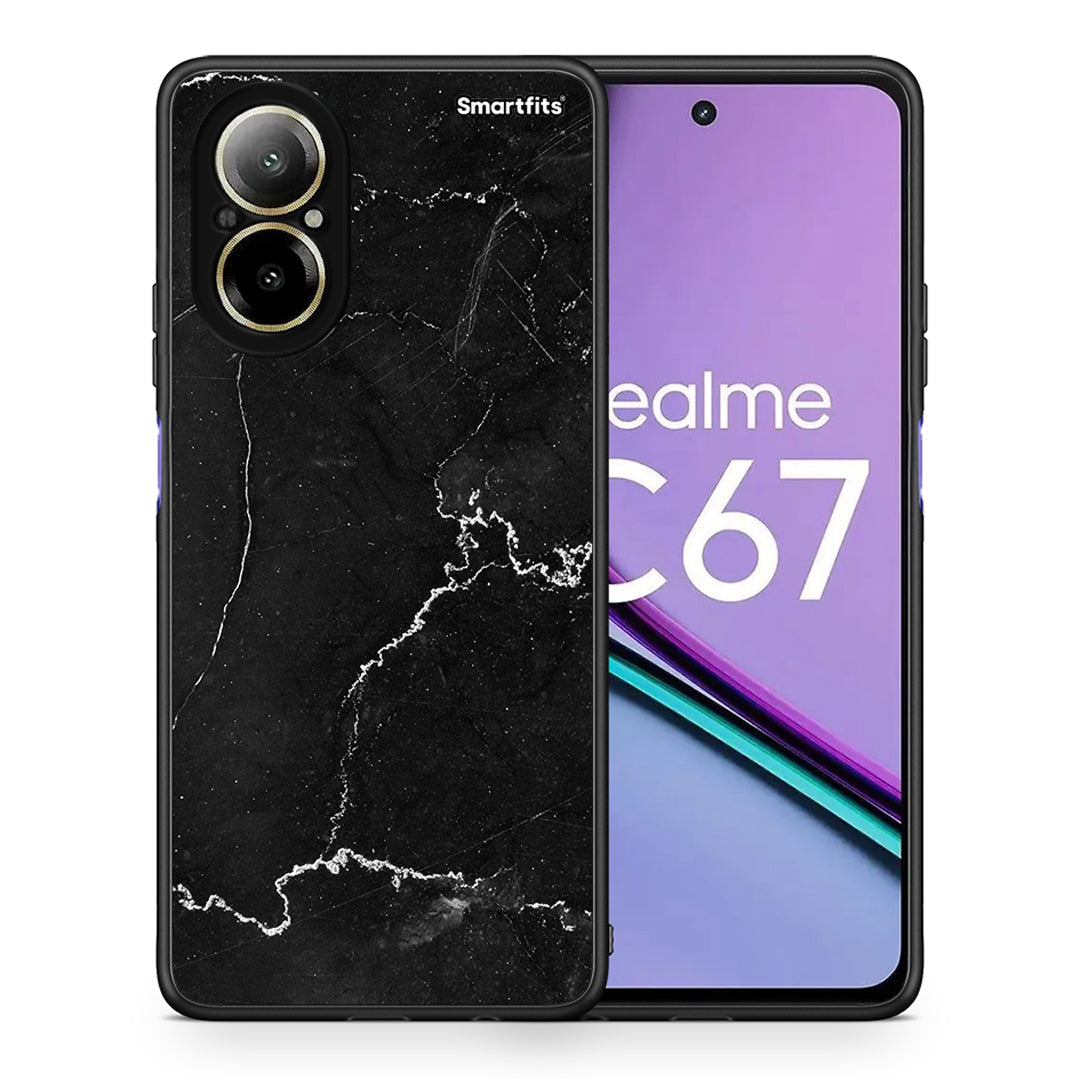 Θήκη Realme C67 4G Marble Black από τη Smartfits με σχέδιο στο πίσω μέρος και μαύρο περίβλημα | Realme C67 4G Marble Black case with colorful back and black bezels