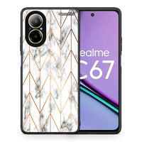 Thumbnail for Θήκη Realme C67 4G Gold Geometric Marble από τη Smartfits με σχέδιο στο πίσω μέρος και μαύρο περίβλημα | Realme C67 4G Gold Geometric Marble case with colorful back and black bezels