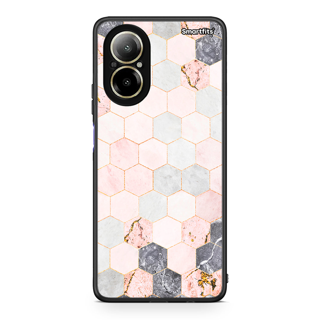 4 - Realme C67 4G Hexagon Pink Marble case, cover, bumper