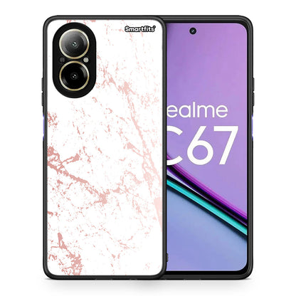 Θήκη Realme C67 4G Pink Splash Marble από τη Smartfits με σχέδιο στο πίσω μέρος και μαύρο περίβλημα | Realme C67 4G Pink Splash Marble case with colorful back and black bezels