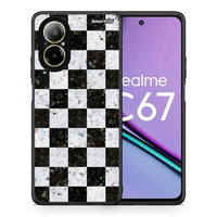 Thumbnail for Θήκη Realme C67 4G Square Geometric Marble από τη Smartfits με σχέδιο στο πίσω μέρος και μαύρο περίβλημα | Realme C67 4G Square Geometric Marble case with colorful back and black bezels