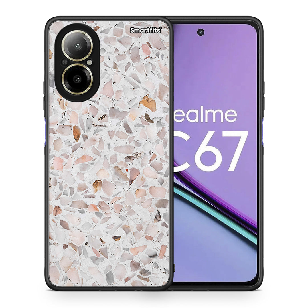 Θήκη Realme C67 4G Marble Terrazzo από τη Smartfits με σχέδιο στο πίσω μέρος και μαύρο περίβλημα | Realme C67 4G Marble Terrazzo case with colorful back and black bezels