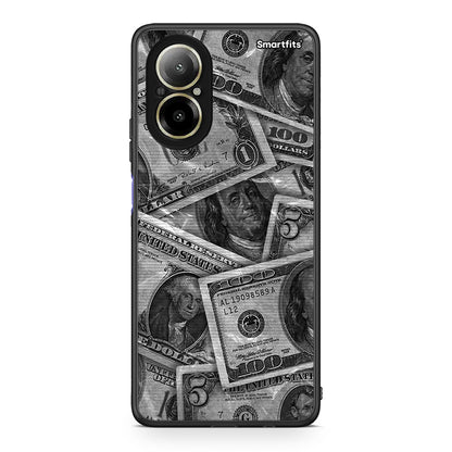 Realme C67 4G Money Dollars θήκη από τη Smartfits με σχέδιο στο πίσω μέρος και μαύρο περίβλημα | Smartphone case with colorful back and black bezels by Smartfits