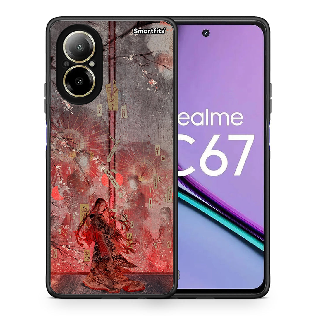 Θήκη Realme C67 4G Nezuko Kamado από τη Smartfits με σχέδιο στο πίσω μέρος και μαύρο περίβλημα | Realme C67 4G Nezuko Kamado case with colorful back and black bezels