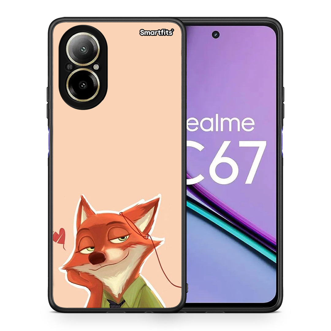 Θήκη Realme C67 4G Nick Wilde And Judy Hopps Love 1 από τη Smartfits με σχέδιο στο πίσω μέρος και μαύρο περίβλημα | Realme C67 4G Nick Wilde And Judy Hopps Love 1 case with colorful back and black bezels