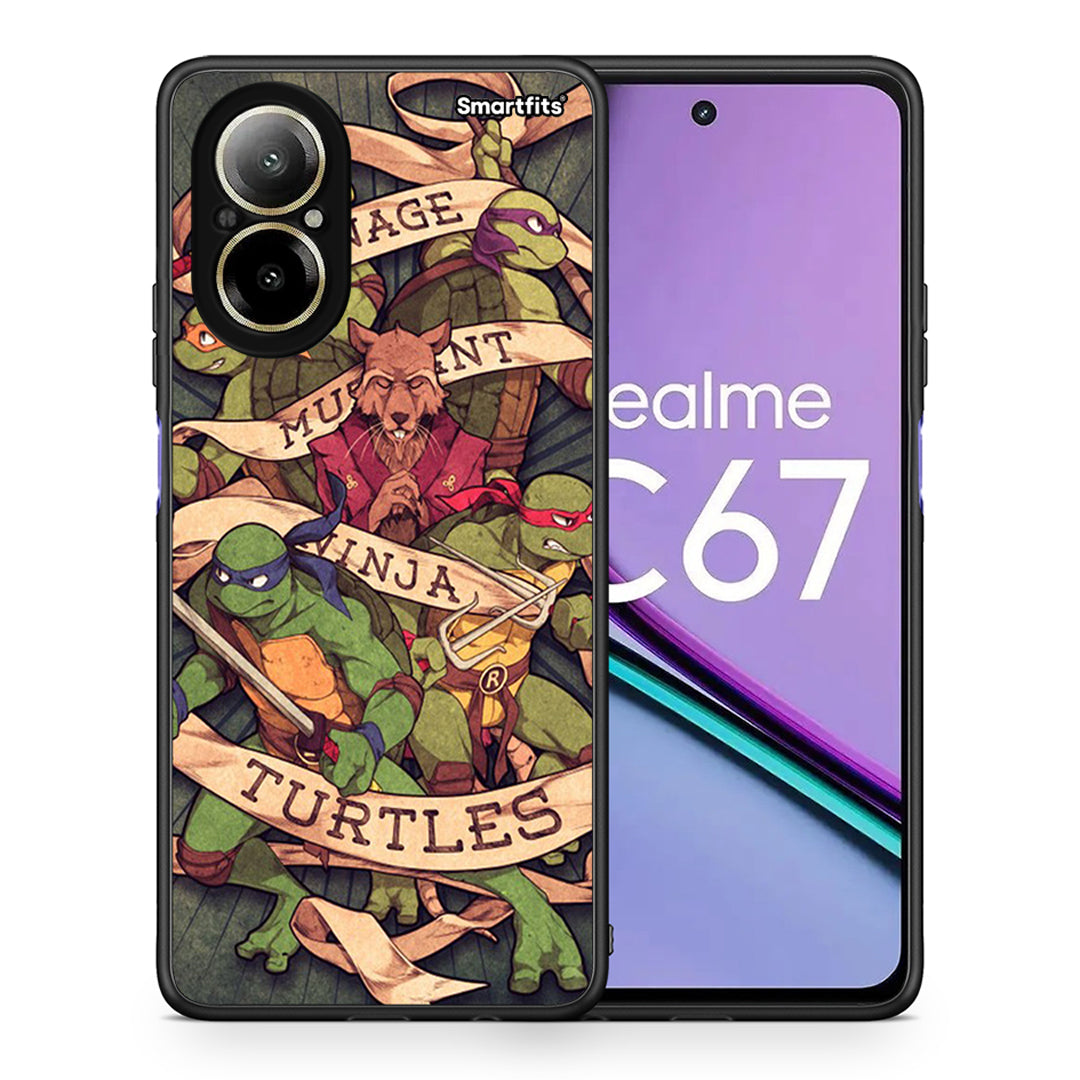 Θήκη Realme C67 4G Ninja Turtles από τη Smartfits με σχέδιο στο πίσω μέρος και μαύρο περίβλημα | Realme C67 4G Ninja Turtles case with colorful back and black bezels