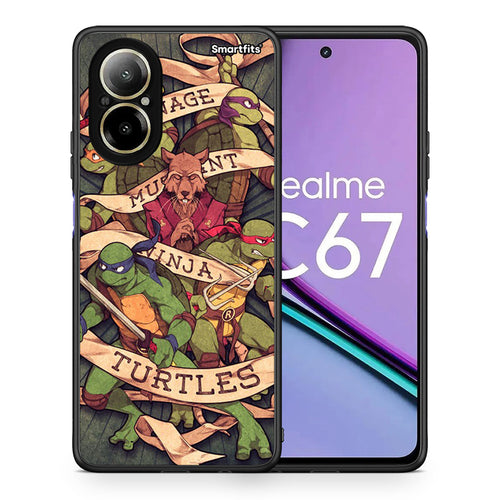 Θήκη Realme C67 4G Ninja Turtles από τη Smartfits με σχέδιο στο πίσω μέρος και μαύρο περίβλημα | Realme C67 4G Ninja Turtles case with colorful back and black bezels