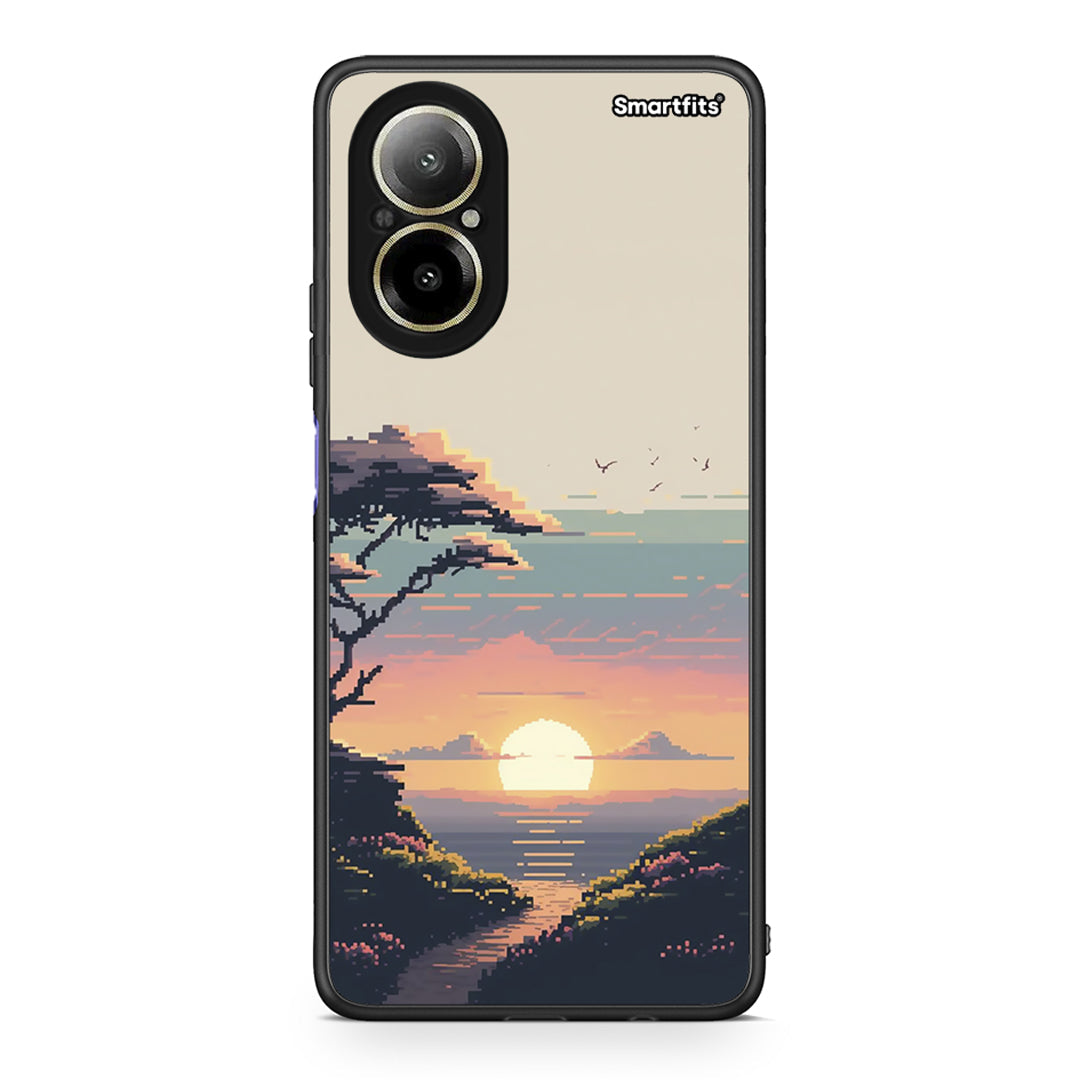 Realme C67 4G Pixel Sunset Θήκη από τη Smartfits με σχέδιο στο πίσω μέρος και μαύρο περίβλημα | Smartphone case with colorful back and black bezels by Smartfits