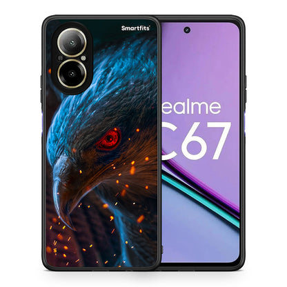 Θήκη Realme C67 4G Eagle PopArt από τη Smartfits με σχέδιο στο πίσω μέρος και μαύρο περίβλημα | Realme C67 4G Eagle PopArt case with colorful back and black bezels