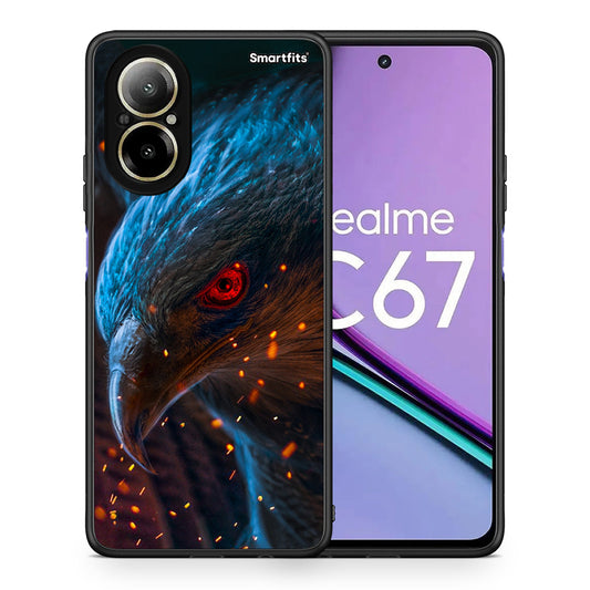 Θήκη Realme C67 4G Eagle PopArt από τη Smartfits με σχέδιο στο πίσω μέρος και μαύρο περίβλημα | Realme C67 4G Eagle PopArt case with colorful back and black bezels